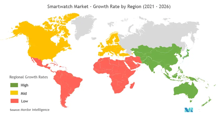 smartwatch market growth rate by region