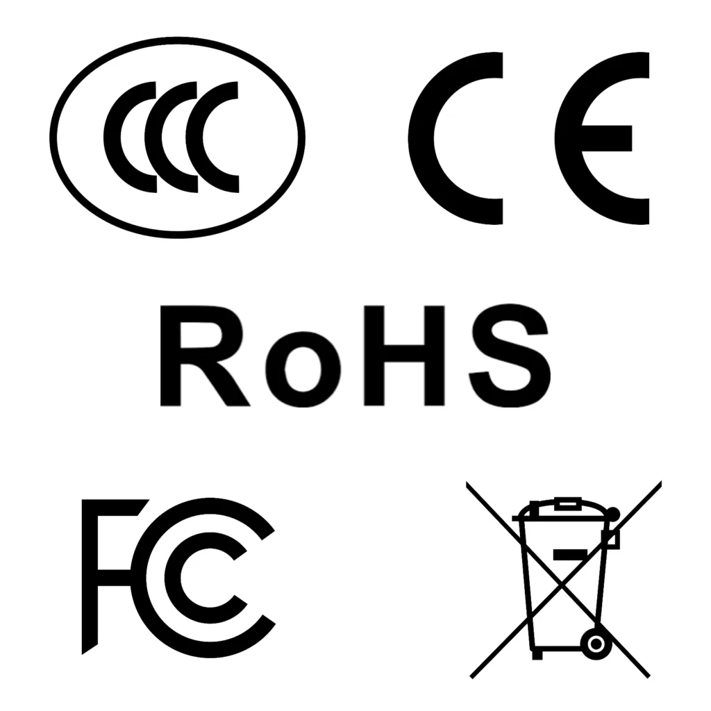 A Wide Variety of Certification Marks CE, FCC, RoHS etc.