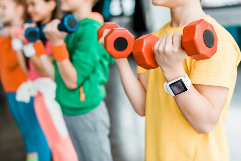 Kids Training Wearing Smart Watches