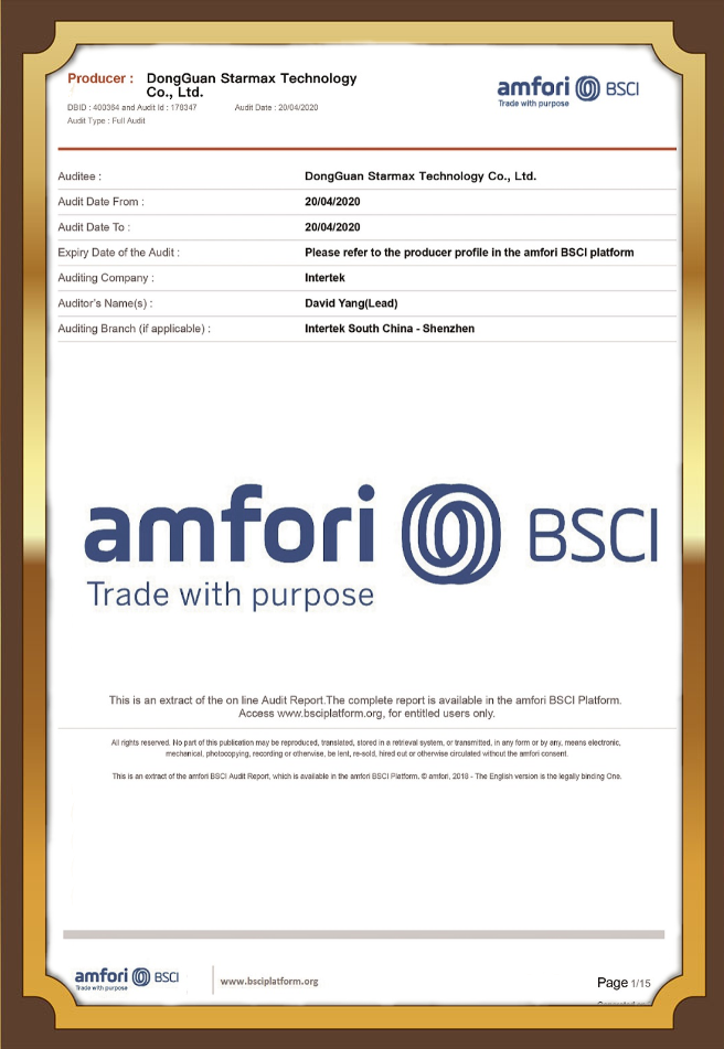 Starmax Technology - BSCI Certificate