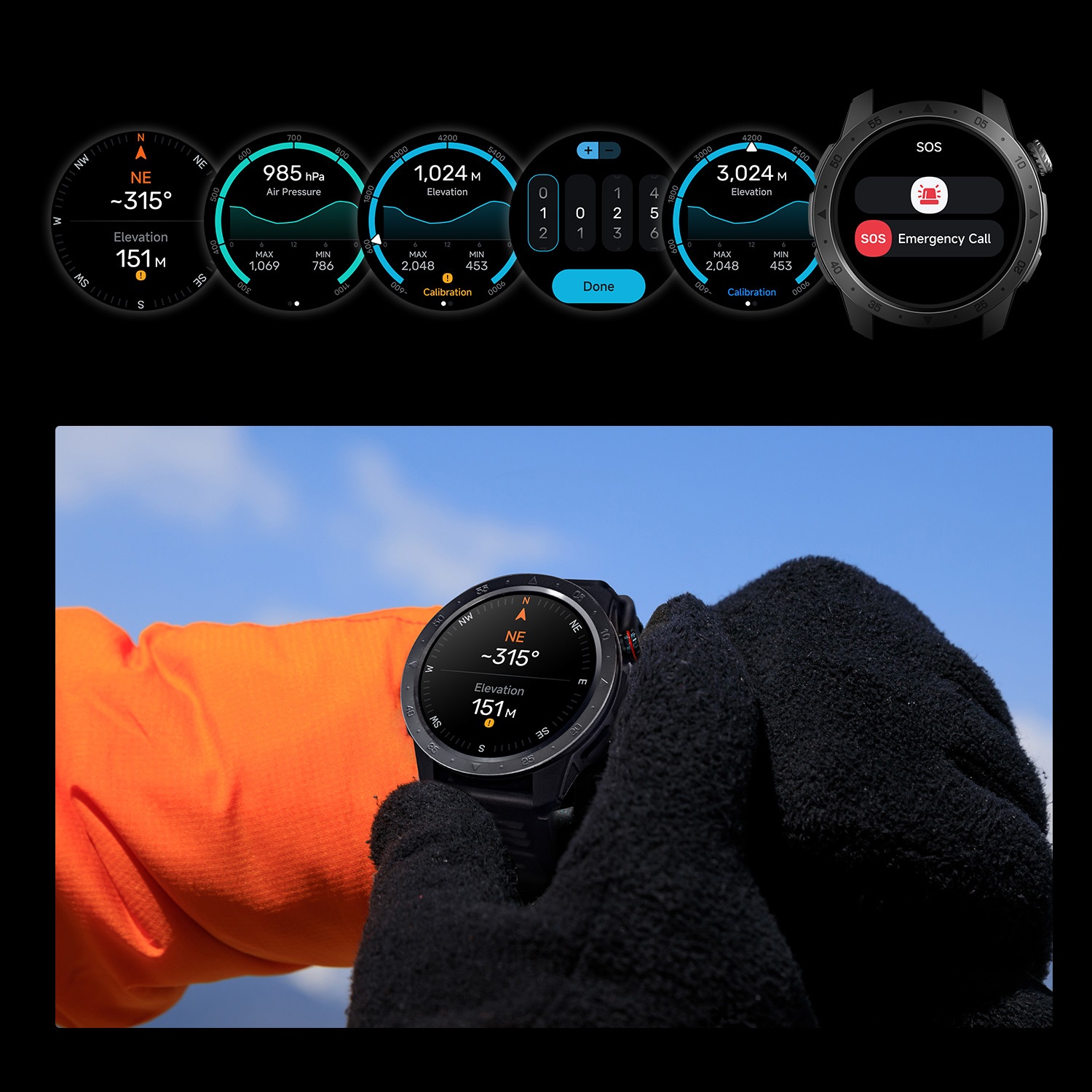 GTX2 GPS Smart Watch - Compass and Barometer for Outdoor Adventures