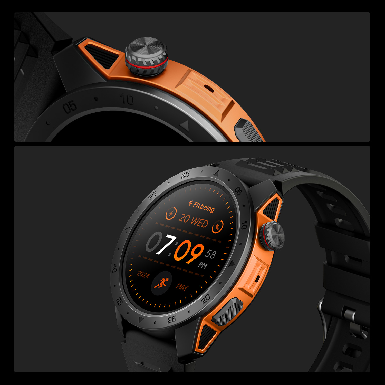 GTX2 GPS Smart Watch - Digital Crown and Shortcut Button for Easy Navigation