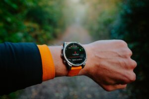 Man Wearing GPS Watch for Trail Runing